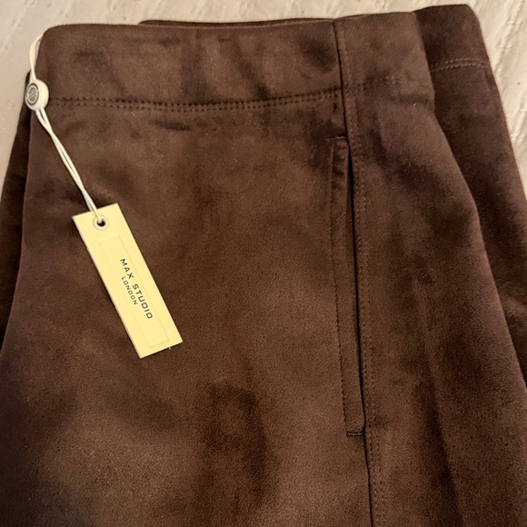 Max Studio London - Faux Suede Brown Barrel Leg Trousers Sz Small NWT - ❤️! - Picture 9 of 9